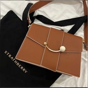 Strathberry Box Crescent Bag Chestnut